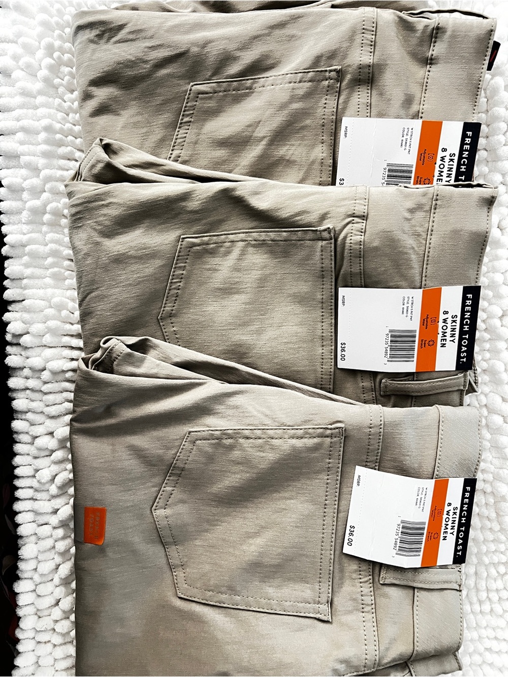 3 Pairs-Size 8 Skinny Slim Chino Pants in Khaki